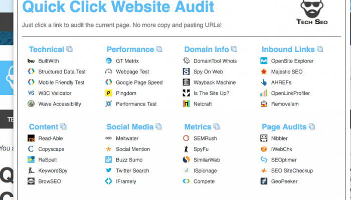 Quick Click SEO Audit Chrome Extension