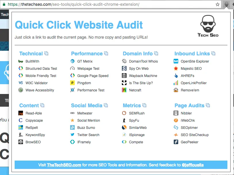 Quick Click SEO Audit Chrome Extension
